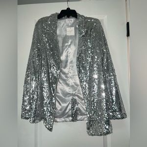 Sequin Sparkle Blazer with shoulder padding